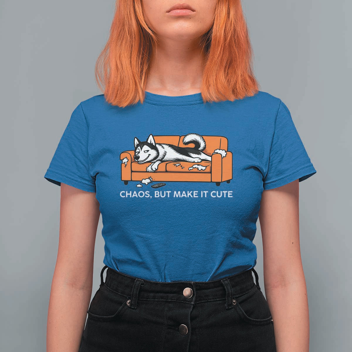 Mischievous Husky Owner Gift T Shirt For Women Chaos But Make It Cute