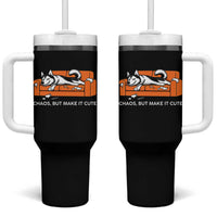 Mischievous Husky Owner Gift Tumbler With Handle Chaos But Make It Cute