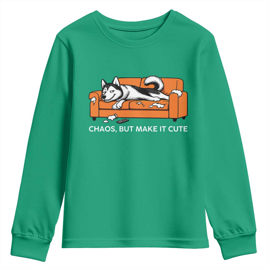 Mischievous Husky Owner Gift Youth Sweatshirt Chaos But Make It Cute