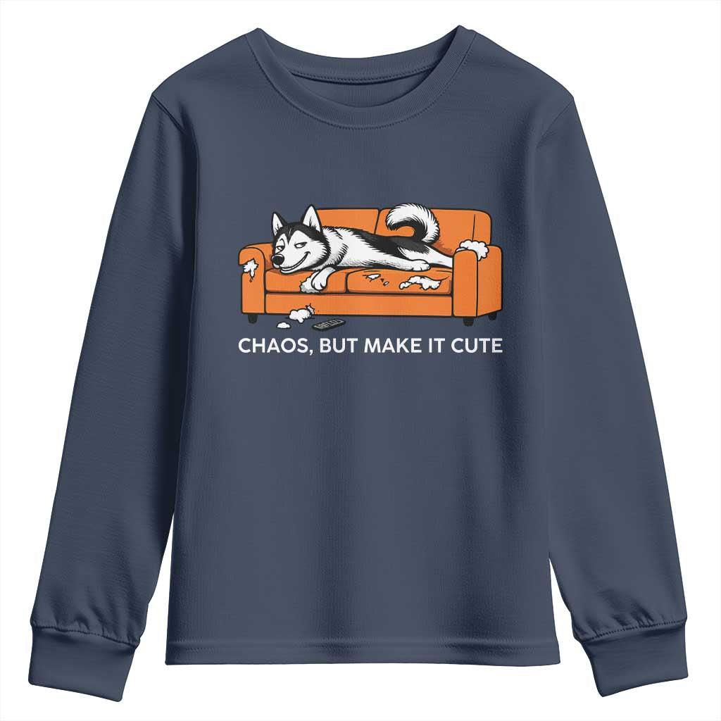 Mischievous Husky Owner Gift Youth Sweatshirt Chaos But Make It Cute