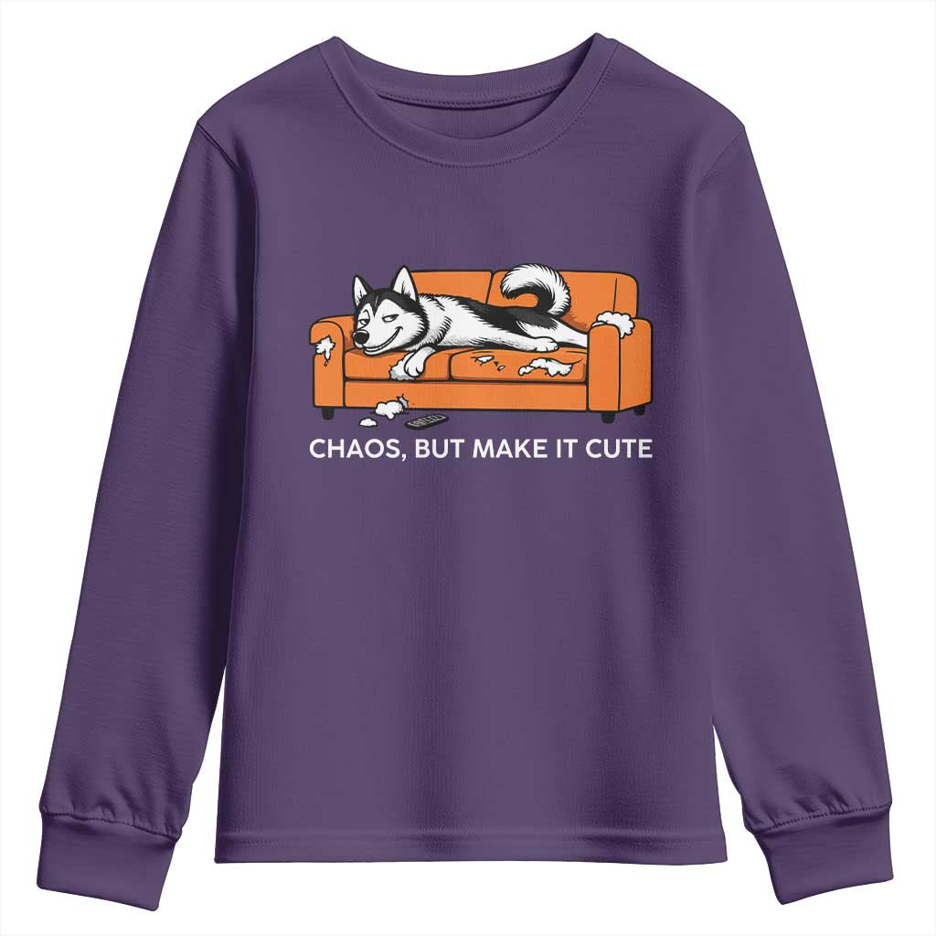 Mischievous Husky Owner Gift Youth Sweatshirt Chaos But Make It Cute