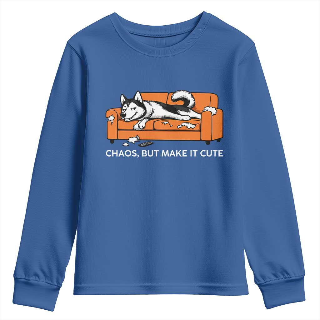 Mischievous Husky Owner Gift Youth Sweatshirt Chaos But Make It Cute