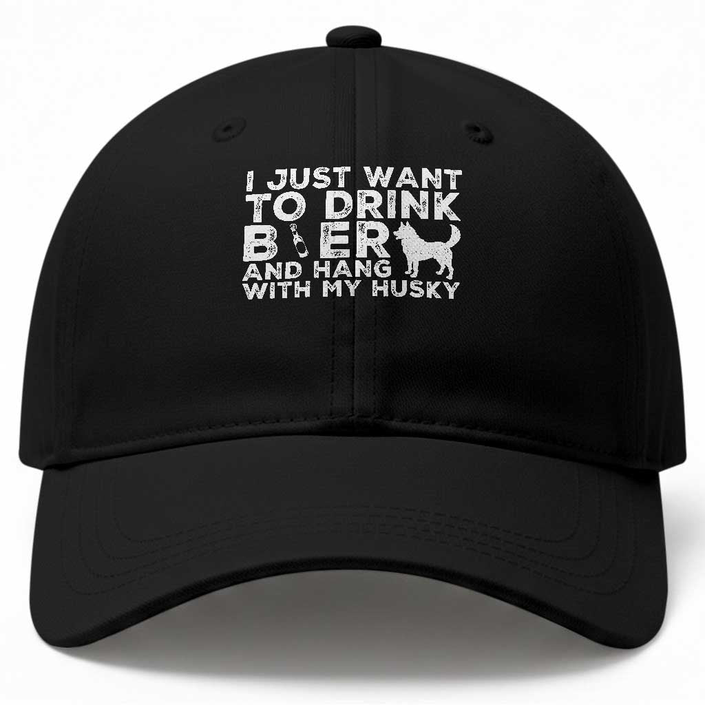 Drink Beer And Hang With My Husky Baseball Cap Funny Dog Lover