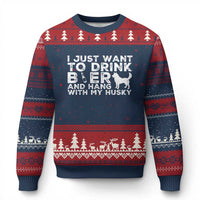 Drink Beer And Hang With My Husky Ugly Christmas Sweater Funny Dog Lover