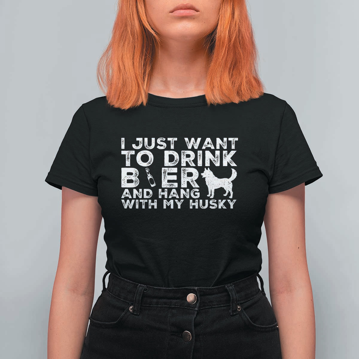 Drink Beer And Hang With My Husky T Shirt For Women Funny Dog Lover