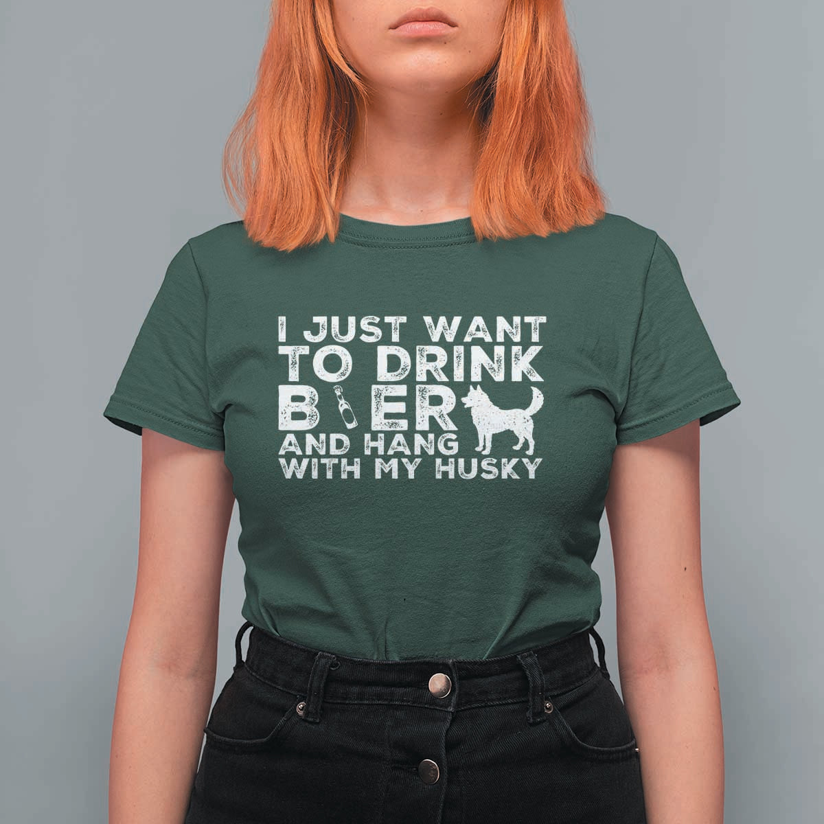 Drink Beer And Hang With My Husky T Shirt For Women Funny Dog Lover