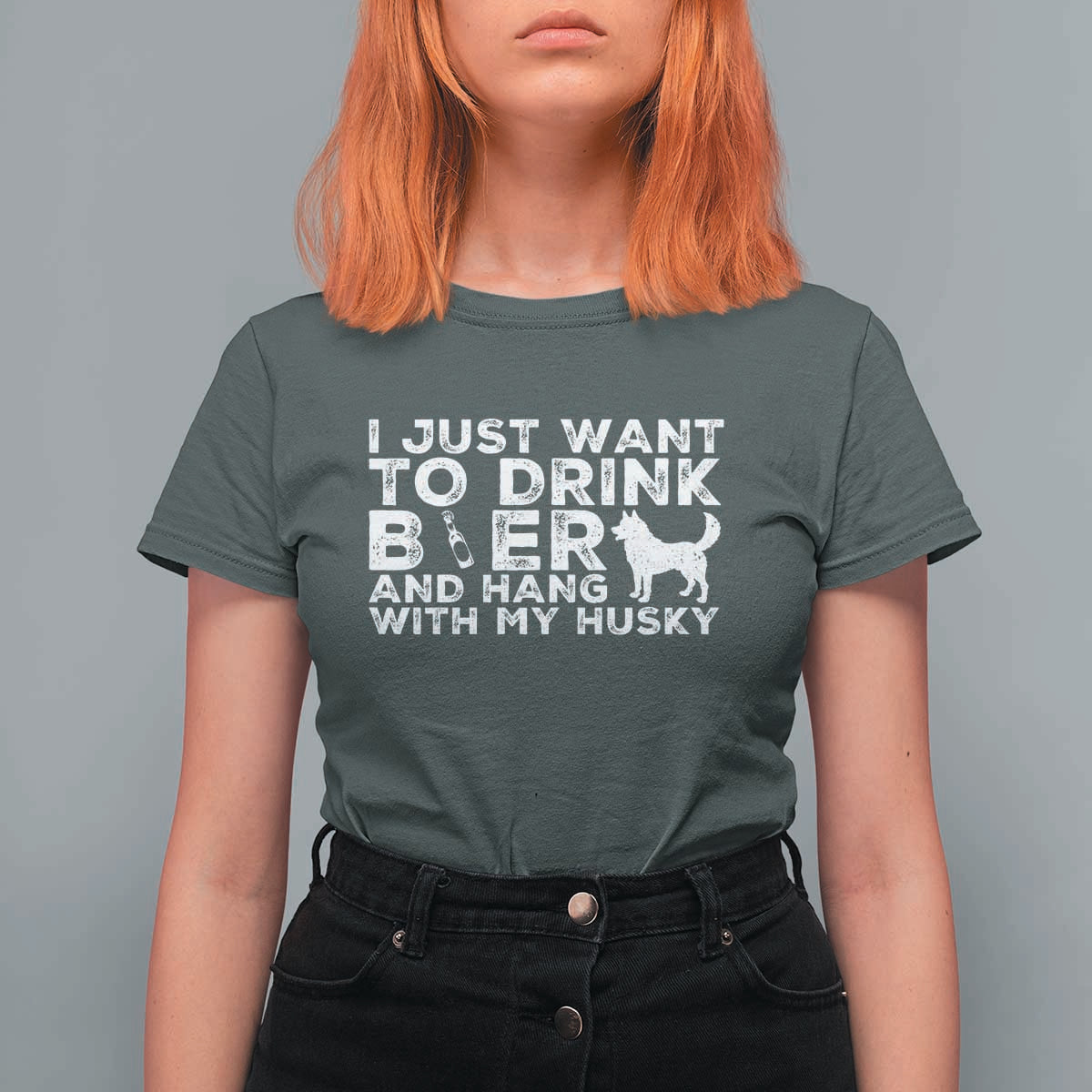 Drink Beer And Hang With My Husky T Shirt For Women Funny Dog Lover
