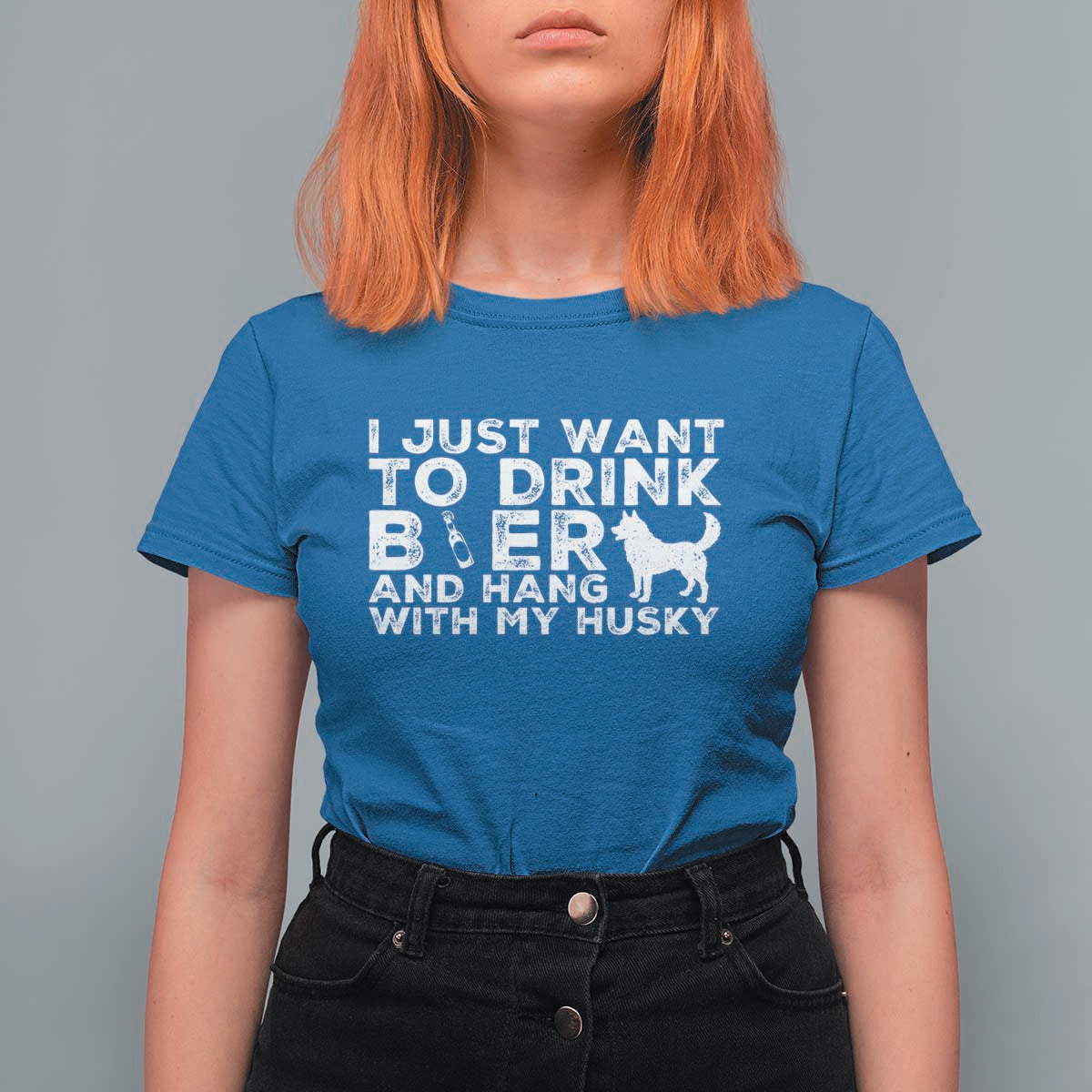 Drink Beer And Hang With My Husky T Shirt For Women Funny Dog Lover