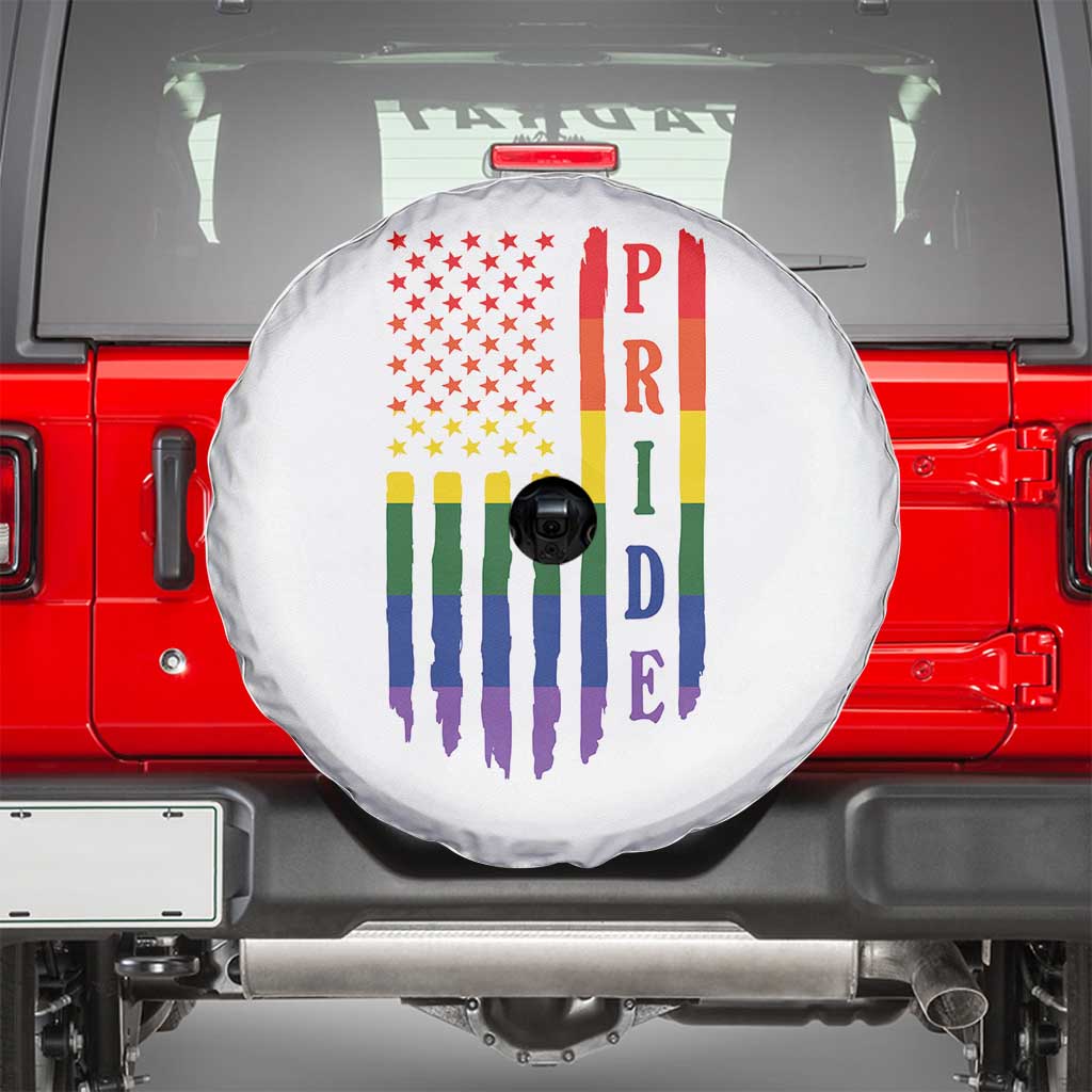 Pride Month Rainbow Flag Graphic Spare Tire Cover Lesbian Gay LGBT America Flag