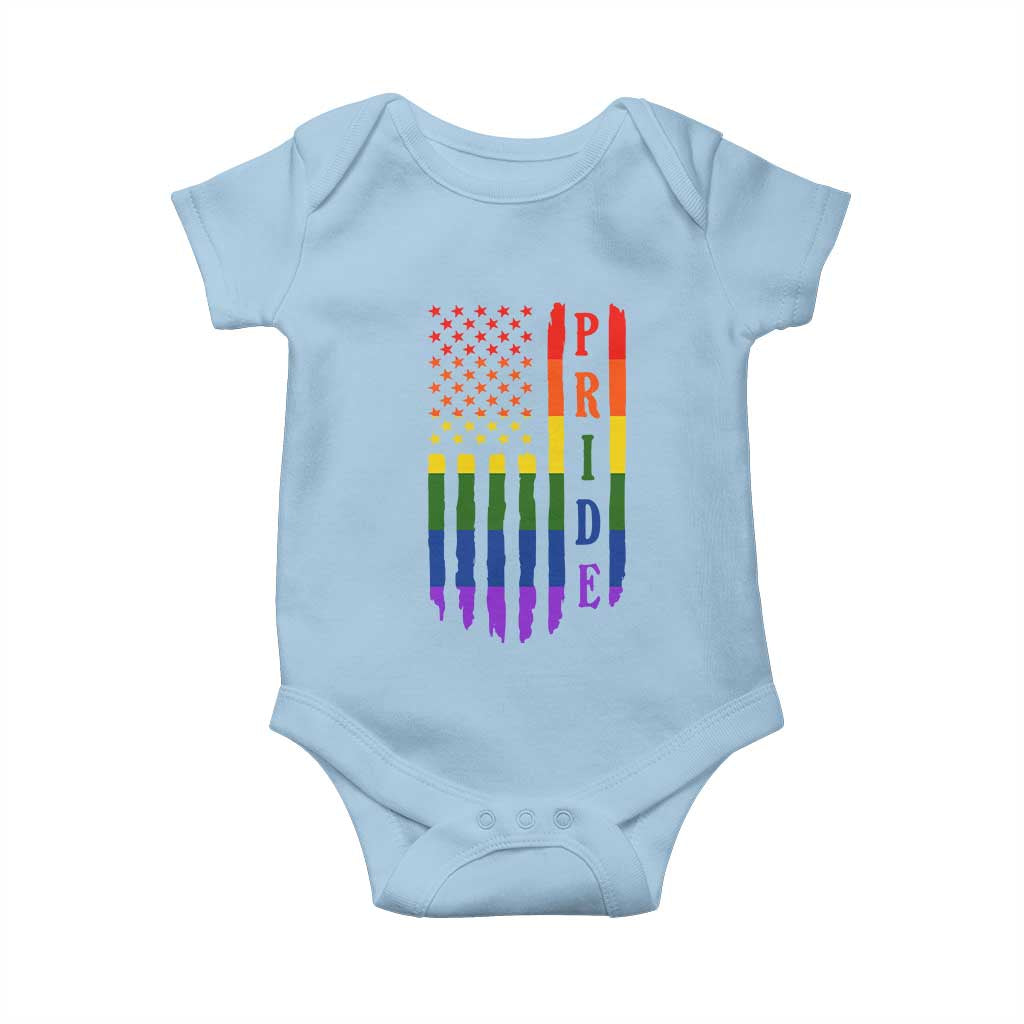 Pride Month Rainbow Flag Graphic Baby Onesie Lesbian Gay LGBT America Flag