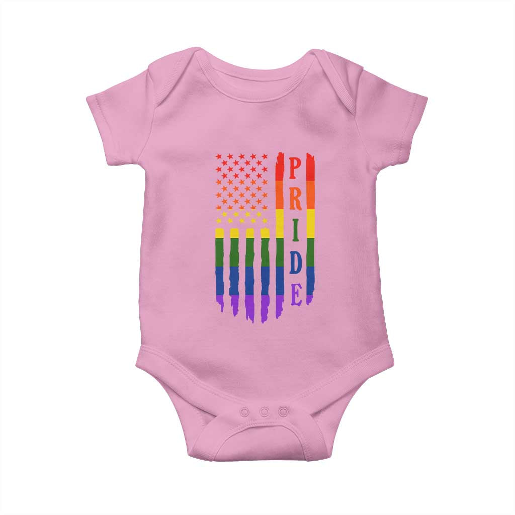 Pride Month Rainbow Flag Graphic Baby Onesie Lesbian Gay LGBT America Flag