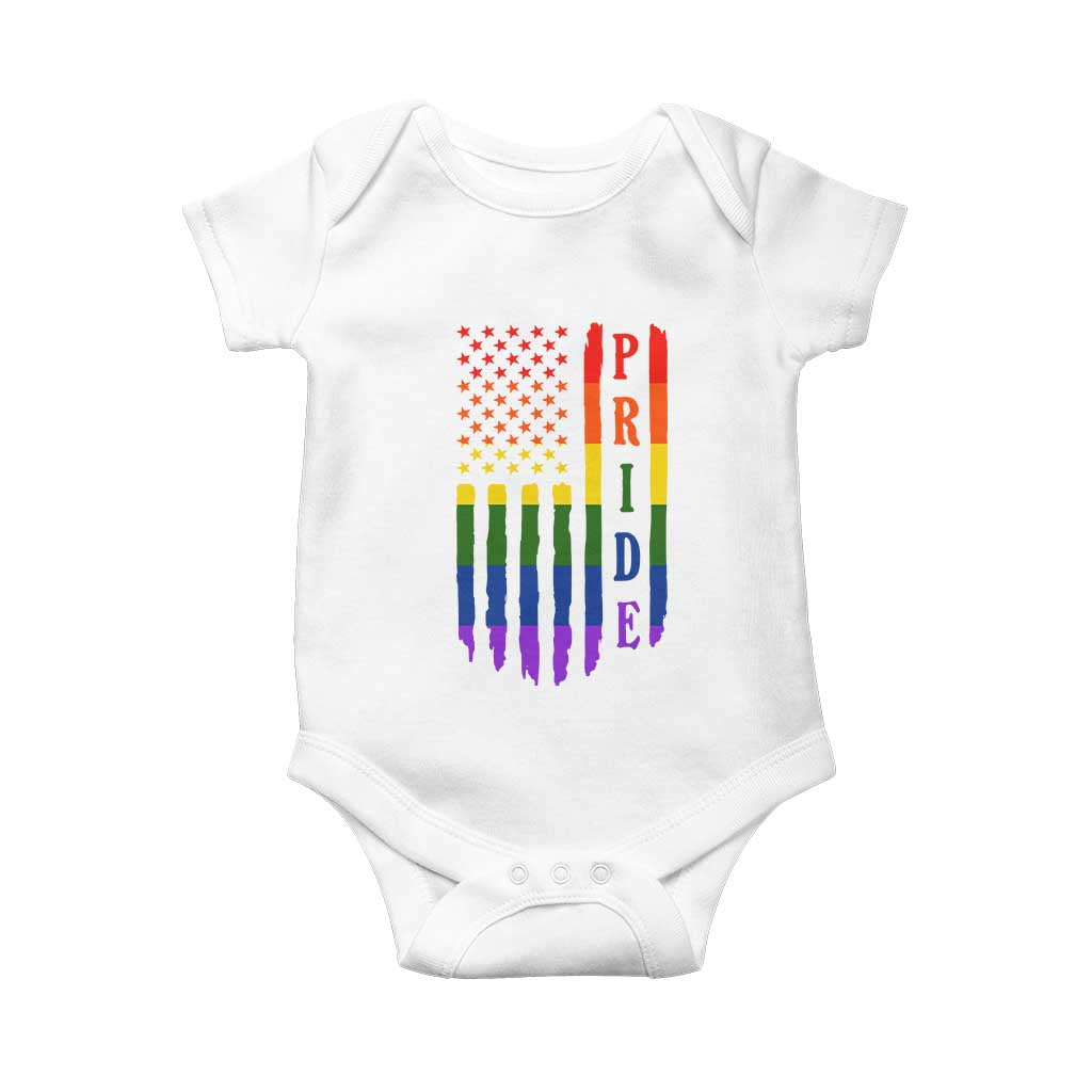 Pride Month Rainbow Flag Graphic Baby Onesie Lesbian Gay LGBT America Flag