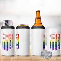 Pride Month Rainbow Flag Graphic 4 in 1 Can Cooler Tumbler Lesbian Gay LGBT America Flag