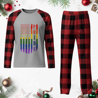 Pride Month Rainbow Flag Graphic Plaid Pajama Set Lesbian Gay LGBT America Flag