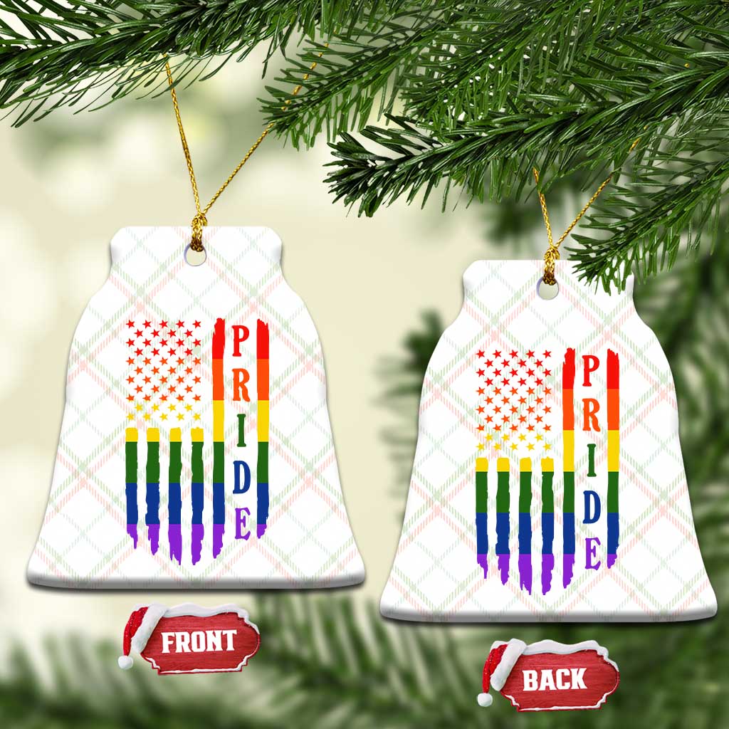 Pride Month Rainbow Flag Graphic Ceramic Ornament Lesbian Gay LGBT America Flag