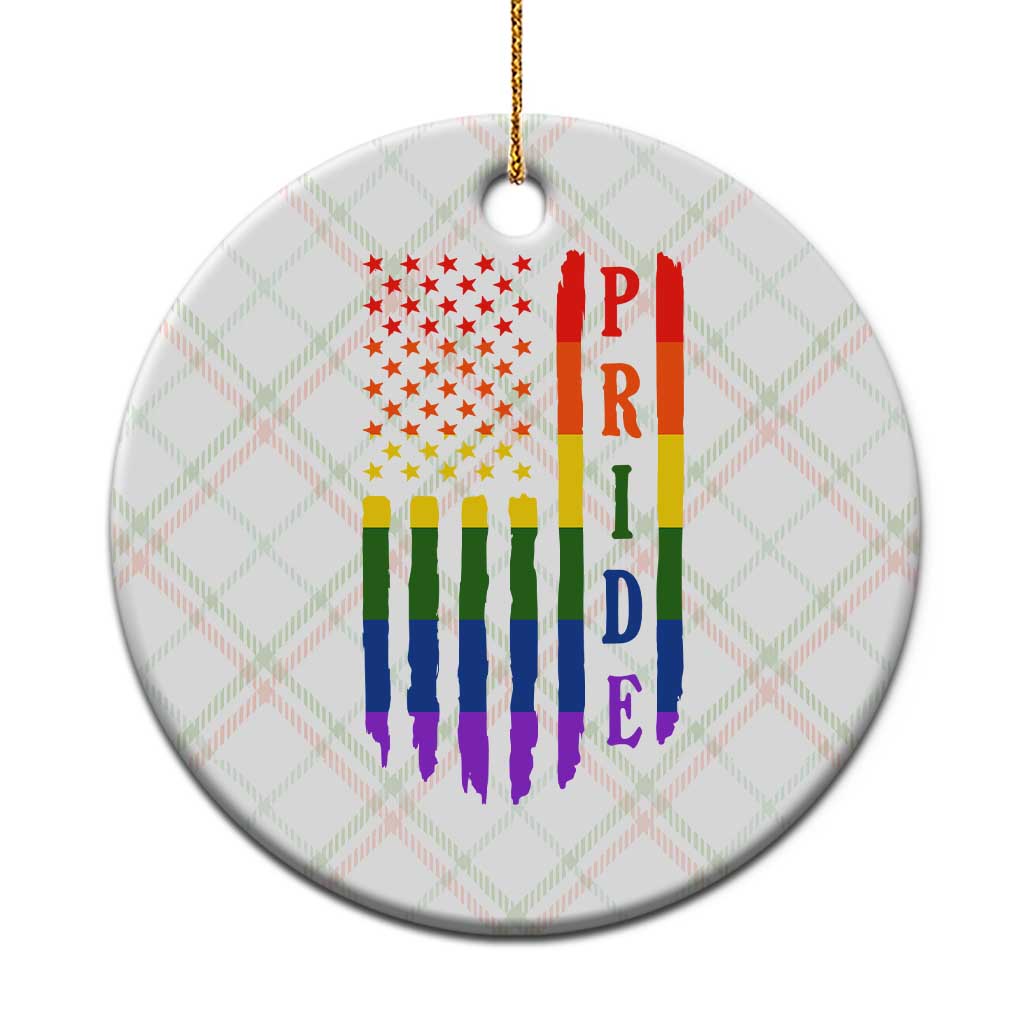 Pride Month Rainbow Flag Graphic Ceramic Ornament Lesbian Gay LGBT America Flag