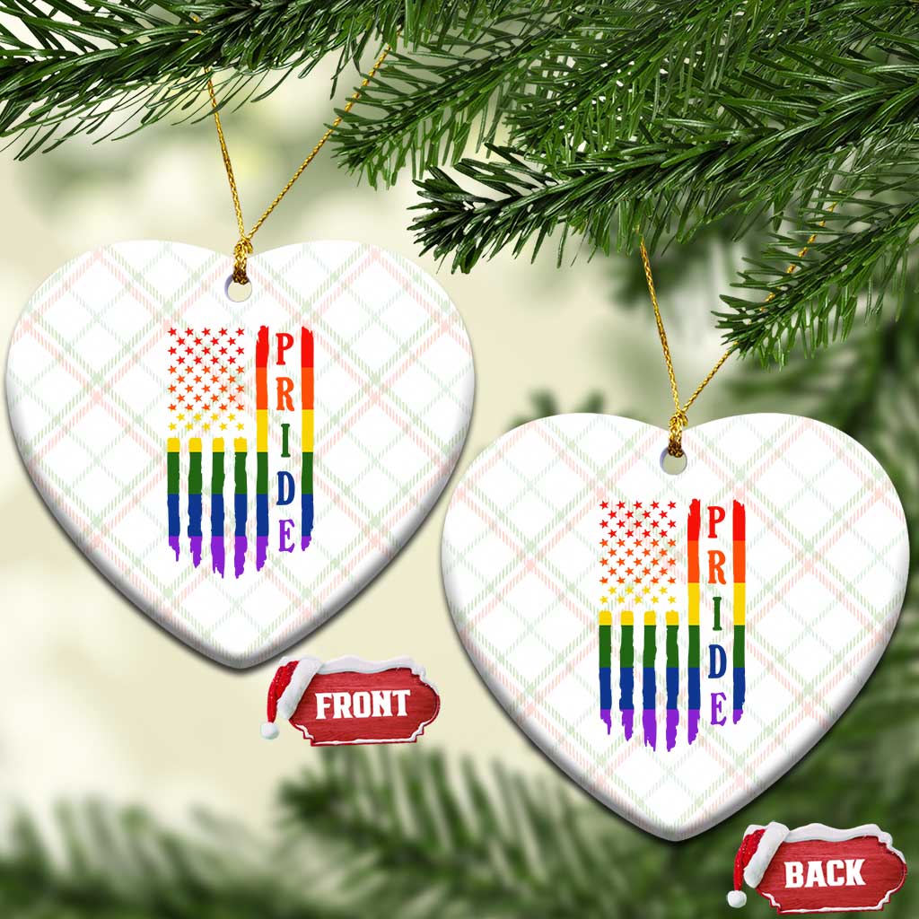 Pride Month Rainbow Flag Graphic Ceramic Ornament Lesbian Gay LGBT America Flag
