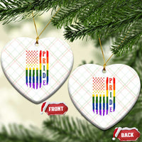 Pride Month Rainbow Flag Graphic Ceramic Ornament Lesbian Gay LGBT America Flag