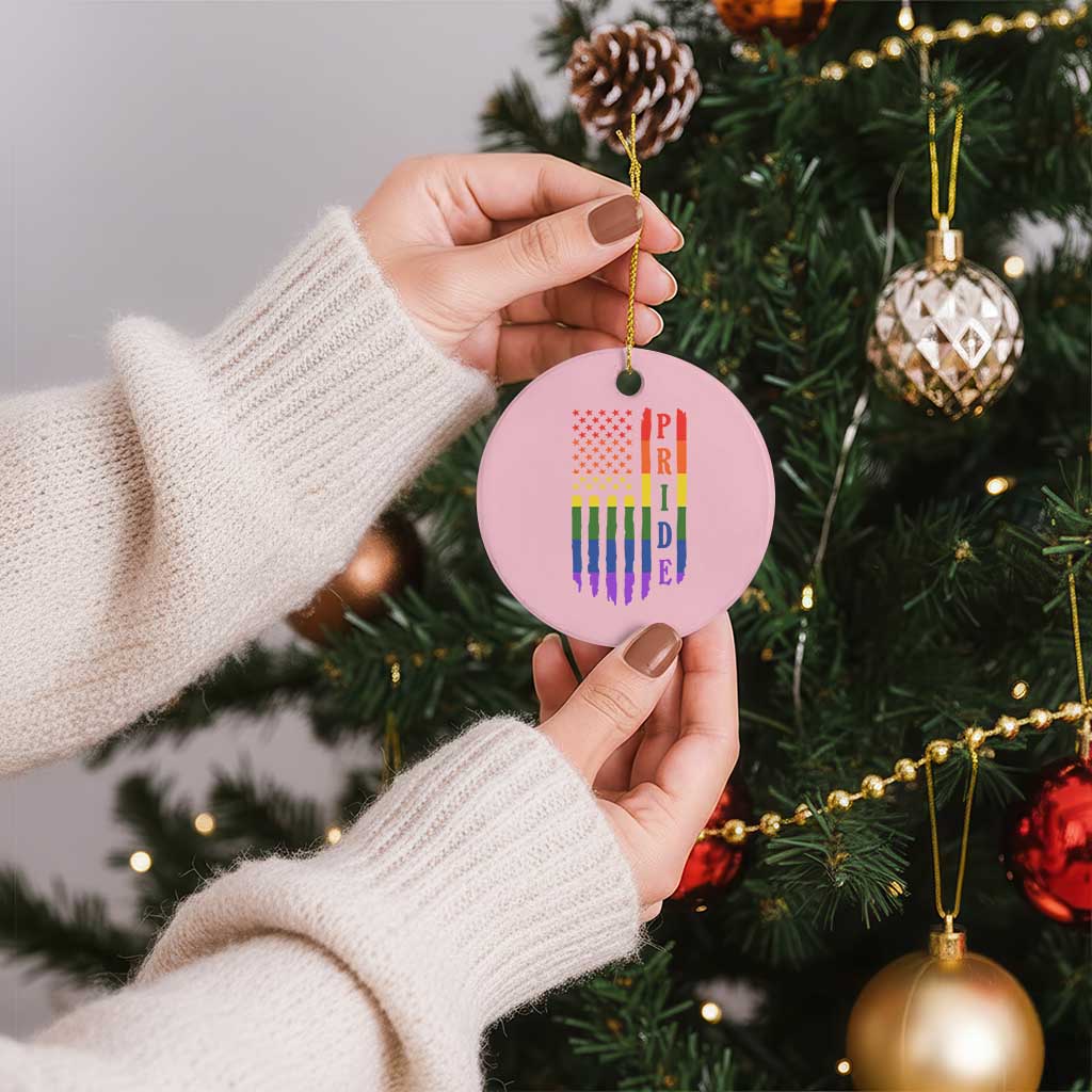 Pride Month Rainbow Flag Graphic Ceramic Ornament Lesbian Gay LGBT America Flag