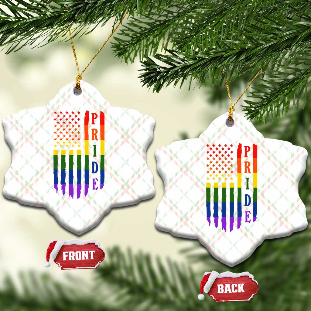 Pride Month Rainbow Flag Graphic Ceramic Ornament Lesbian Gay LGBT America Flag