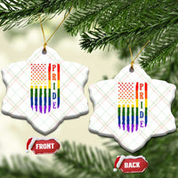 Pride Month Rainbow Flag Graphic Ceramic Ornament Lesbian Gay LGBT America Flag
