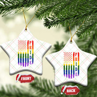 Pride Month Rainbow Flag Graphic Ceramic Ornament Lesbian Gay LGBT America Flag