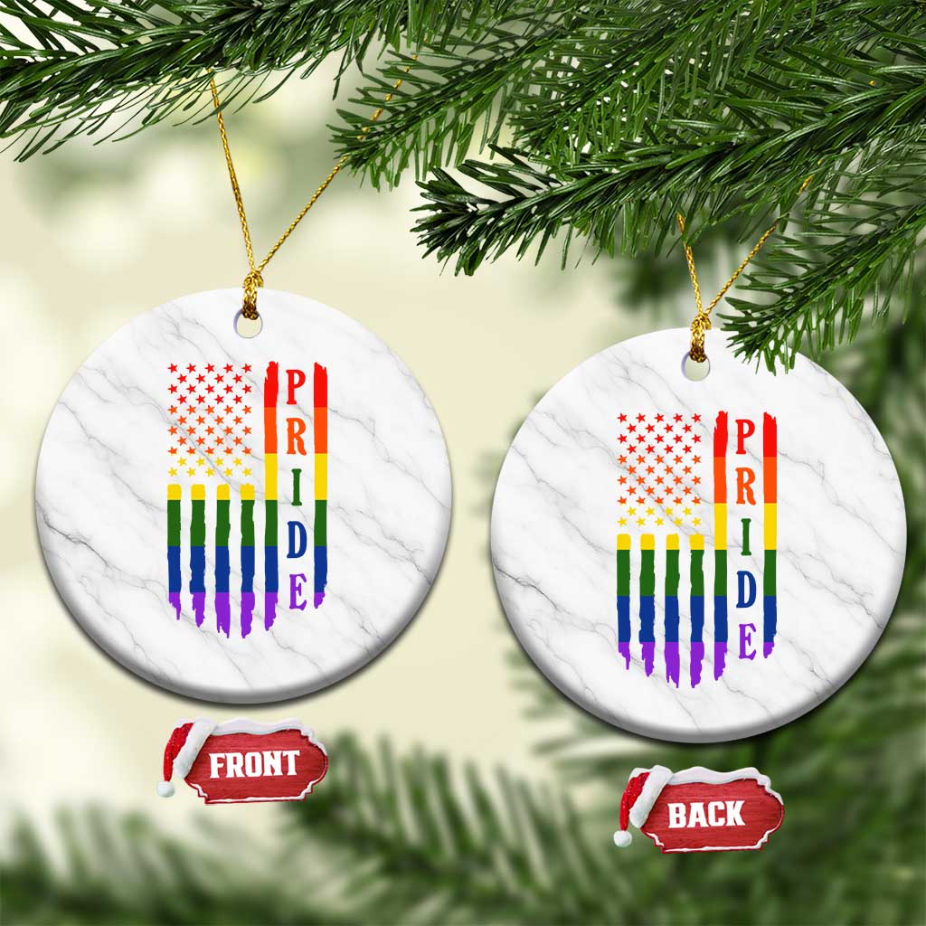 Pride Month Rainbow Flag Graphic Ceramic Ornament Lesbian Gay LGBT America Flag