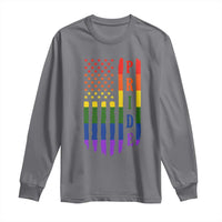 Pride Month Rainbow Flag Graphic Long Sleeve Shirt Lesbian Gay LGBT America Flag