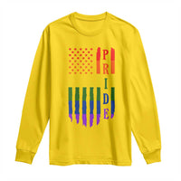 Pride Month Rainbow Flag Graphic Long Sleeve Shirt Lesbian Gay LGBT America Flag