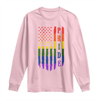 Pride Month Rainbow Flag Graphic Long Sleeve Shirt Lesbian Gay LGBT America Flag