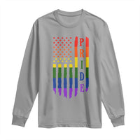 Pride Month Rainbow Flag Graphic Long Sleeve Shirt Lesbian Gay LGBT America Flag