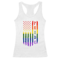 Pride Month Rainbow Flag Graphic Racerback Tank Top Lesbian Gay LGBT America Flag