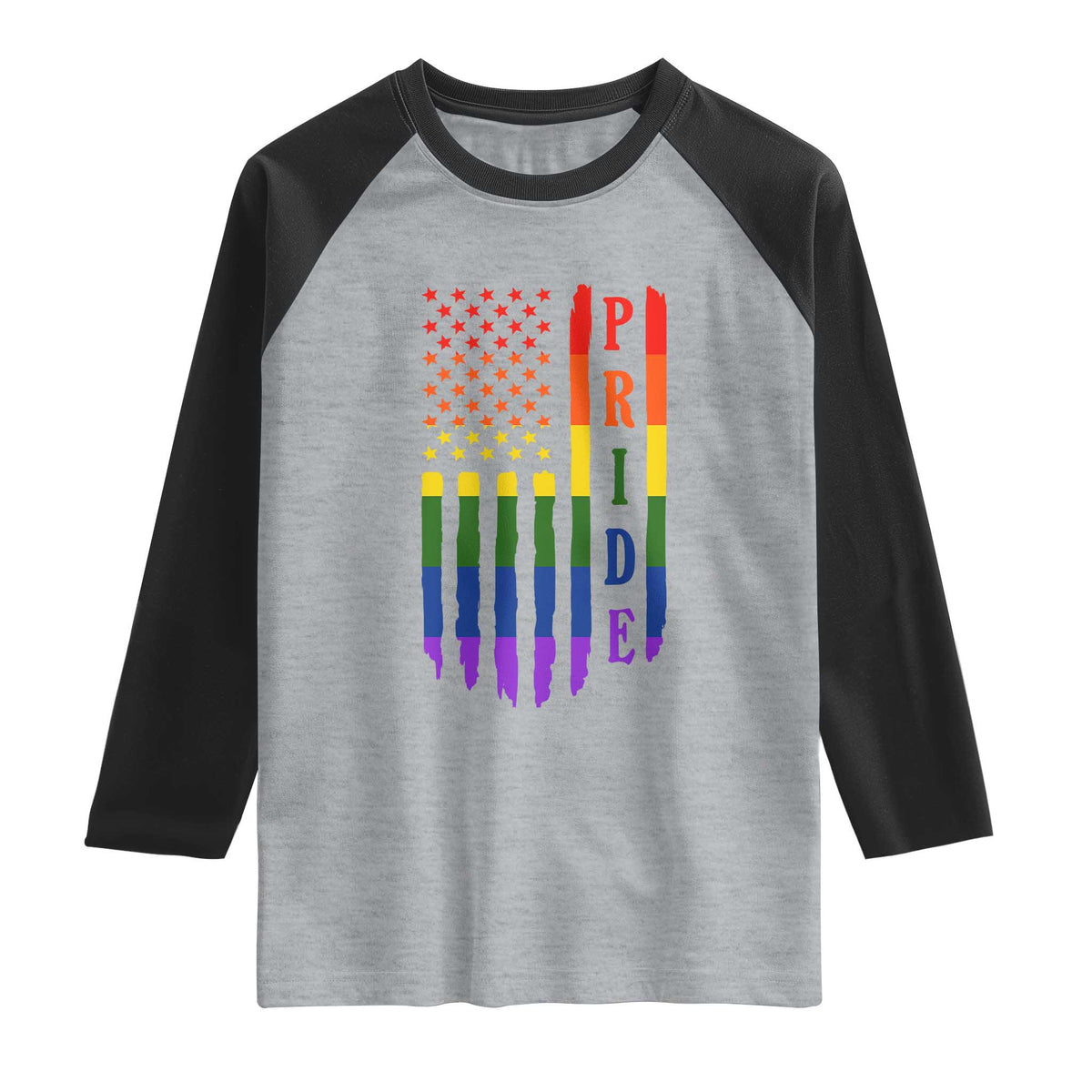 Pride Month Rainbow Flag Graphic Raglan Shirt Lesbian Gay LGBT America Flag