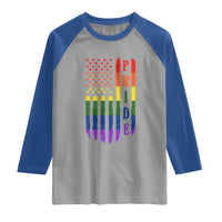 Pride Month Rainbow Flag Graphic Raglan Shirt Lesbian Gay LGBT America Flag