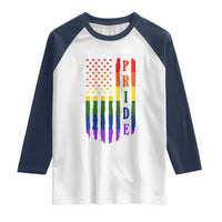 Pride Month Rainbow Flag Graphic Raglan Shirt Lesbian Gay LGBT America Flag