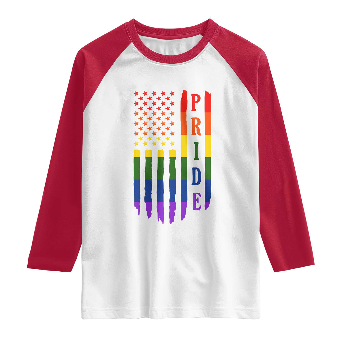 Pride Month Rainbow Flag Graphic Raglan Shirt Lesbian Gay LGBT America Flag