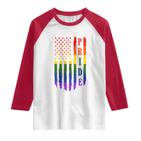 Pride Month Rainbow Flag Graphic Raglan Shirt Lesbian Gay LGBT America Flag