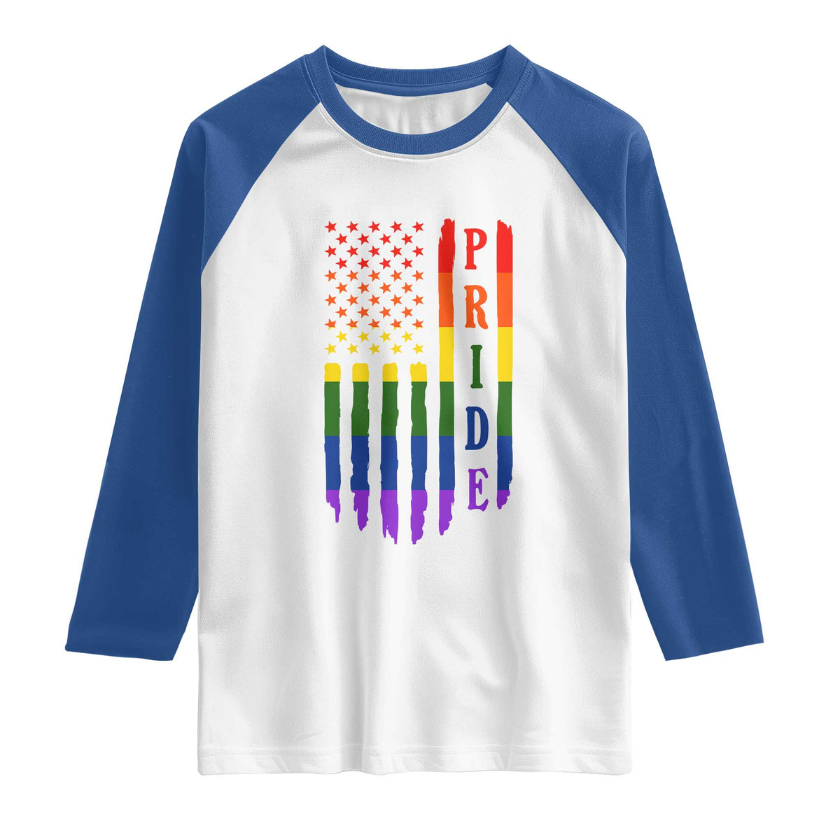 Pride Month Rainbow Flag Graphic Raglan Shirt Lesbian Gay LGBT America Flag