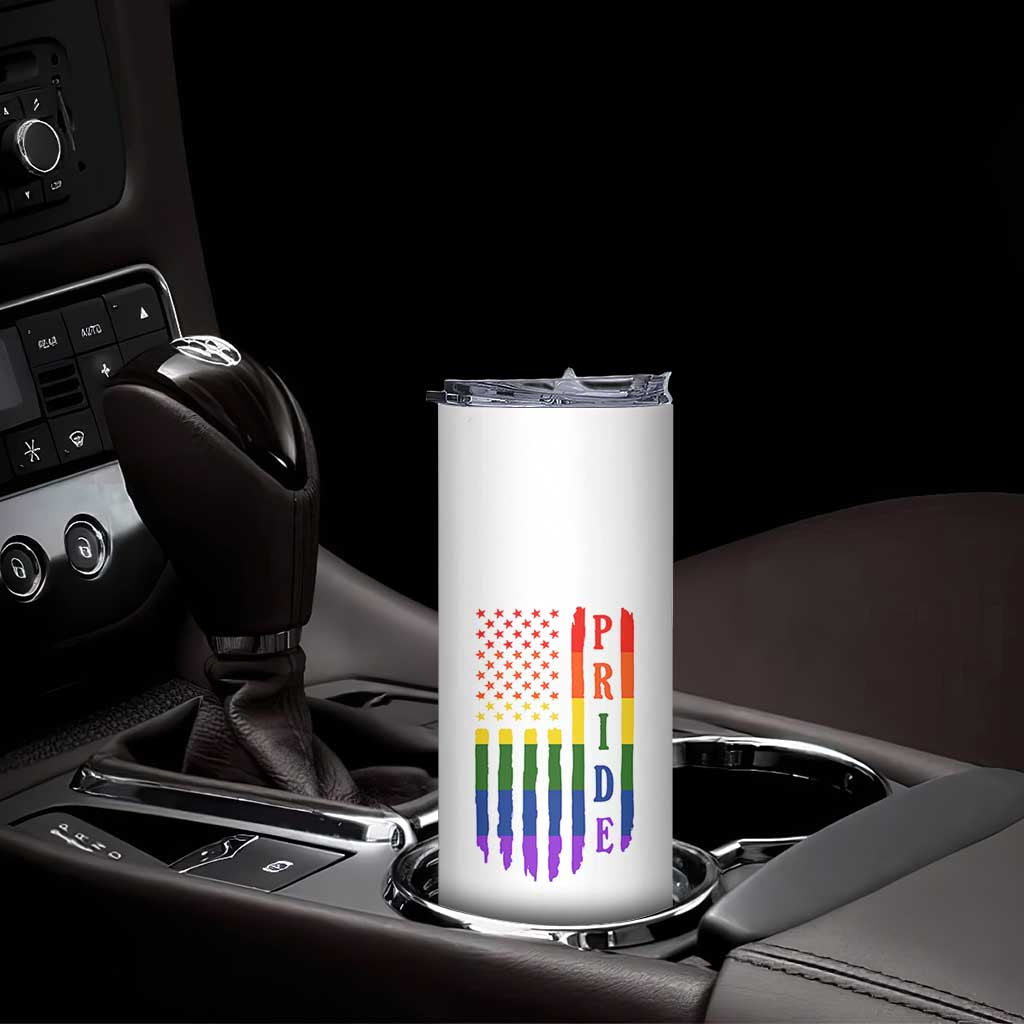 Pride Month Rainbow Flag Graphic Skinny Tumbler Lesbian Gay LGBT America Flag