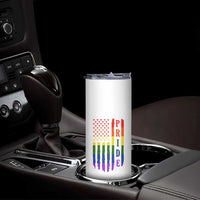 Pride Month Rainbow Flag Graphic Skinny Tumbler Lesbian Gay LGBT America Flag
