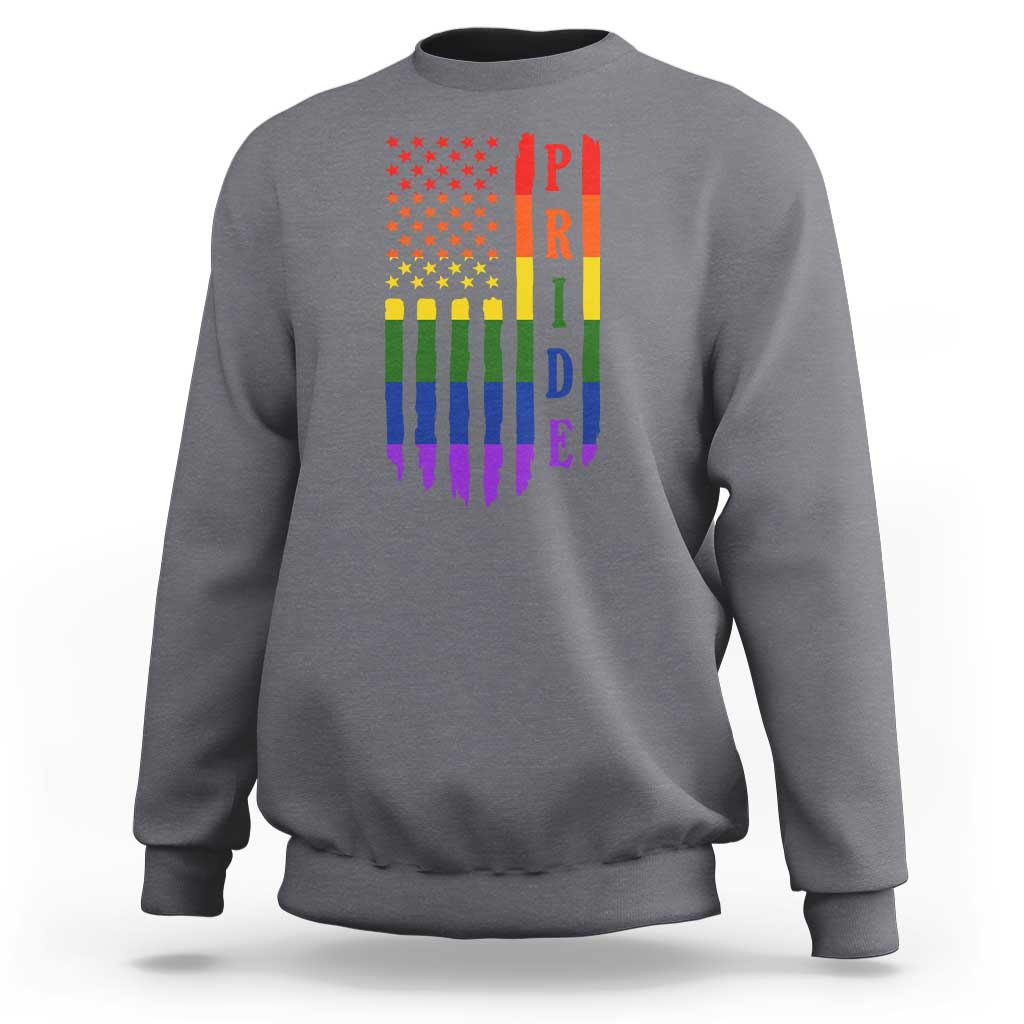 Pride Month Rainbow Flag Graphic Sweatshirt Lesbian Gay LGBT America Flag