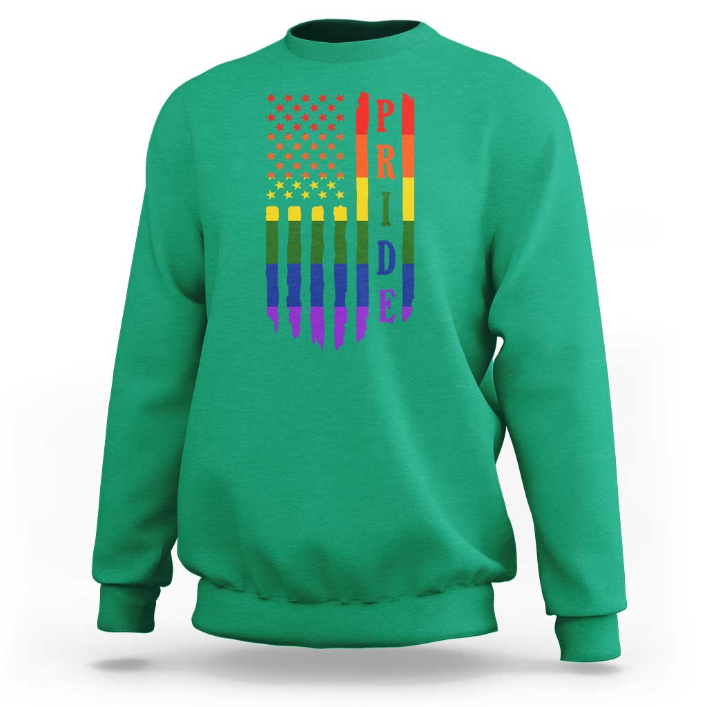 Pride Month Rainbow Flag Graphic Sweatshirt Lesbian Gay LGBT America Flag