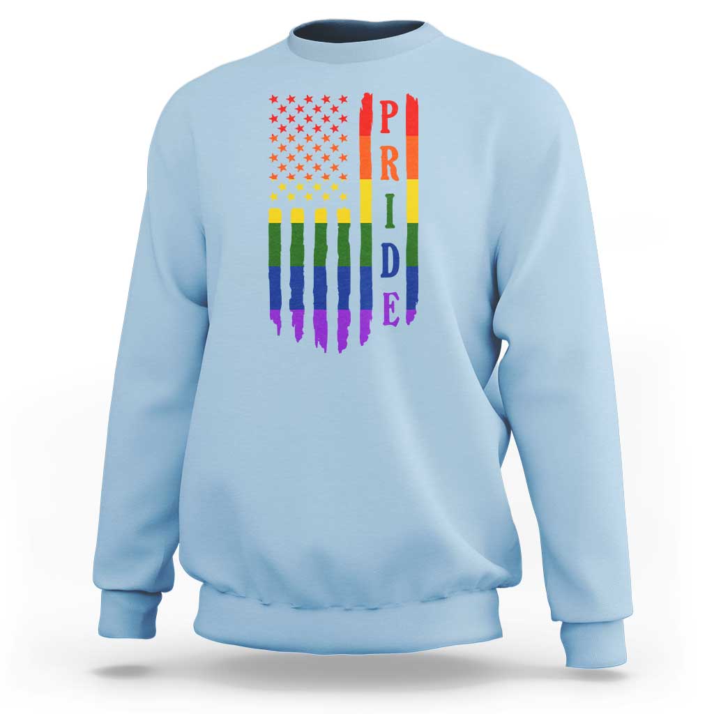 Pride Month Rainbow Flag Graphic Sweatshirt Lesbian Gay LGBT America Flag