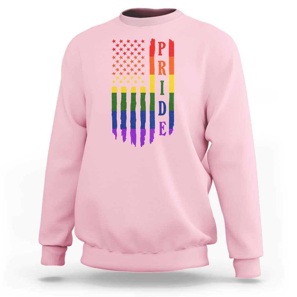 Pride Month Rainbow Flag Graphic Sweatshirt Lesbian Gay LGBT America Flag