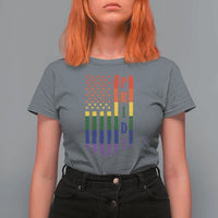 Pride Month Rainbow Flag Graphic T Shirt For Women Lesbian Gay LGBT America Flag