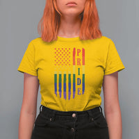 Pride Month Rainbow Flag Graphic T Shirt For Women Lesbian Gay LGBT America Flag
