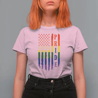 Pride Month Rainbow Flag Graphic T Shirt For Women Lesbian Gay LGBT America Flag