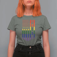 Pride Month Rainbow Flag Graphic T Shirt For Women Lesbian Gay LGBT America Flag