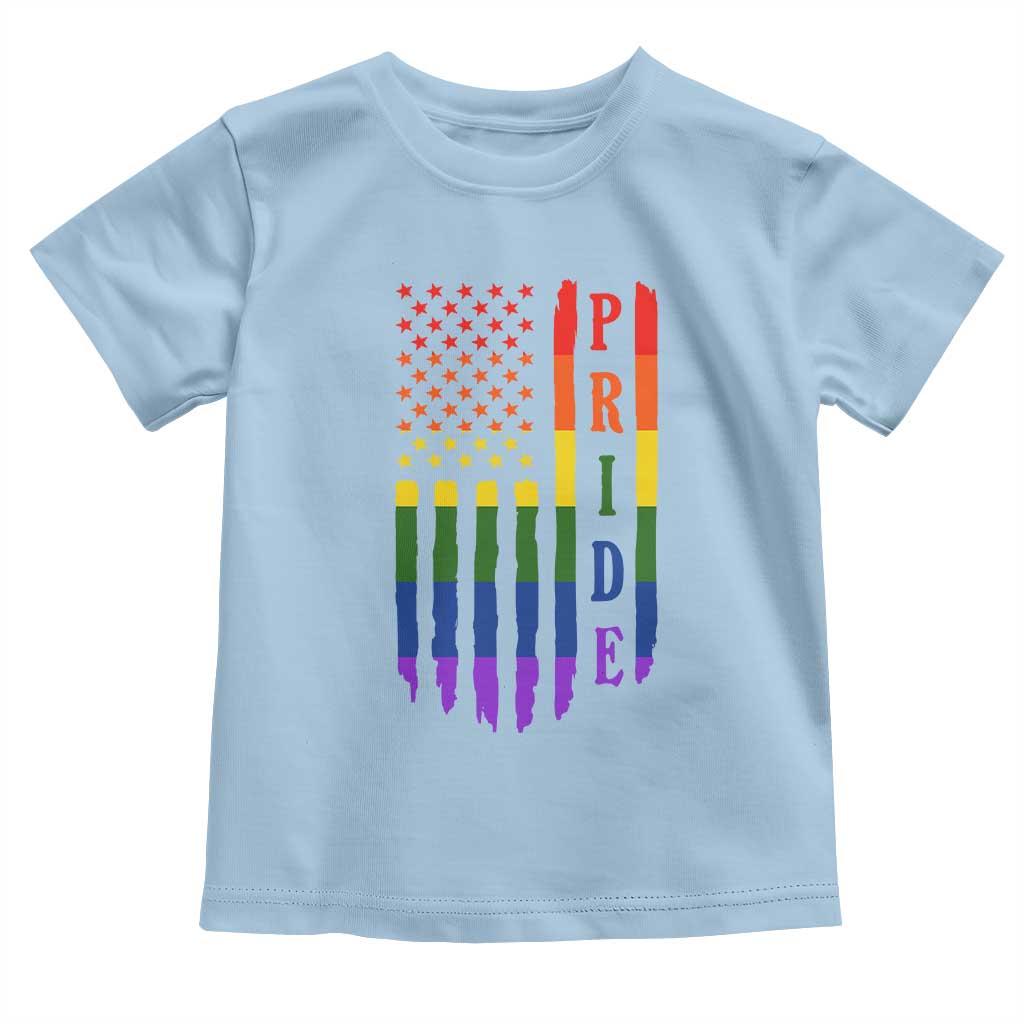 Pride Month Rainbow Flag Graphic Toddler T Shirt Lesbian Gay LGBT America Flag