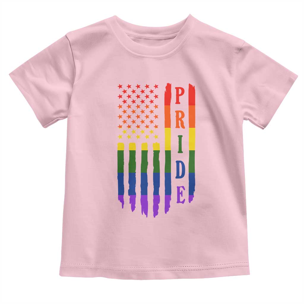 Pride Month Rainbow Flag Graphic Toddler T Shirt Lesbian Gay LGBT America Flag